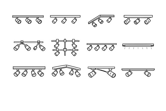 System angled icon image mounted vector bar rail lighting track generation simple