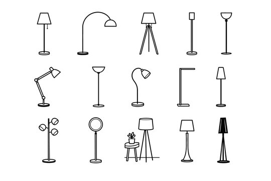 Icons floor icon lighting living light lamp vector room uplight pole corner