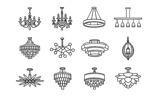 Image style modern suspended ceiling arm simple vector generation icon linear chandelier