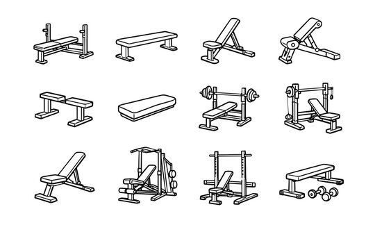 Image bench incline generation simple press flat equipment cushion icon hinge strength