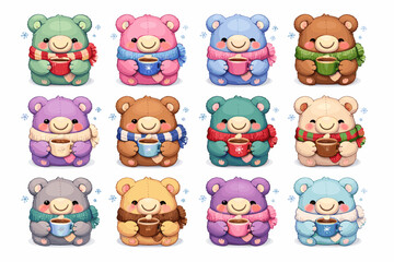 Obraz premium Tiny simple vector belly image claw generation ear mug patch icon bear