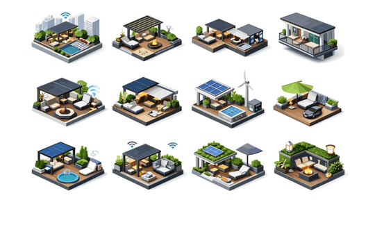 Simple concept image vector terraces modern set icon terrace lifestyle exterior collection