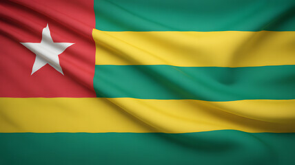 Obraz premium Waving Togolese flag with vibrant colors and crisp white star symbolizing national pride and unity