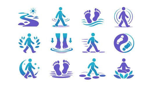 Icon walk vector quiet wellness slow cue mindful activity simple image generation