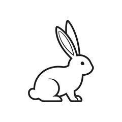 Obraz premium Simple black and white outline of a sitting rabbit with upright ears.