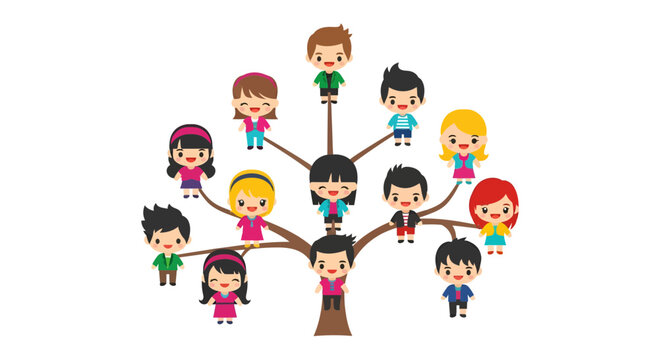 Illustrative Family Tree Depiction Showcasing Cartoon Character Relations and Lineage