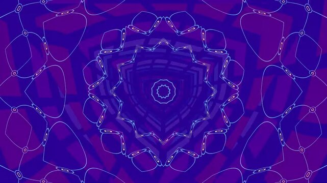 Purple mandala patterns with geometric designs.