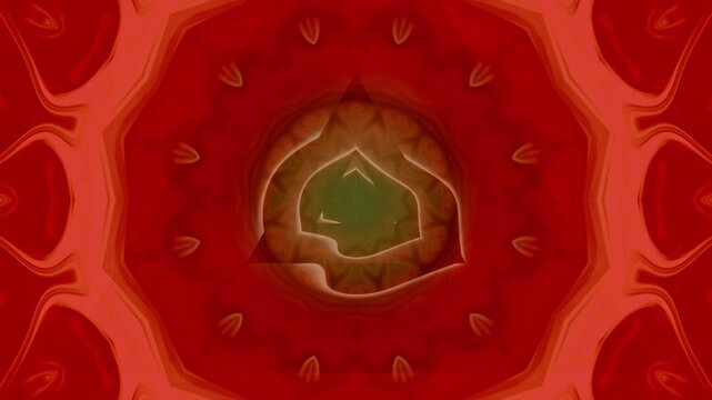 Red and gold mandala design pattern.