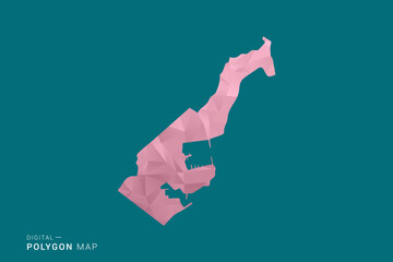 Naklejka premium Monaco polygon map vector illustration in low poly geometric style, soft pastel colors with pink and teal green tones, clean silhouette on solid background, ideal for infographic.