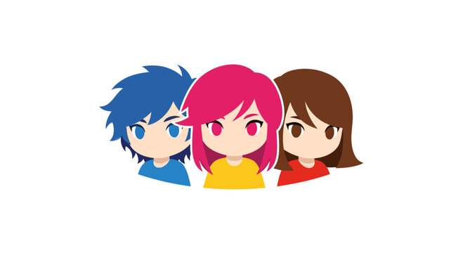 Illustrative vibrant characters group forming unity and friendship representation