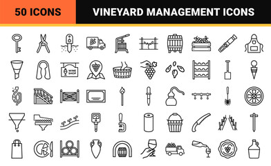 Fototapeta premium Viticulture and Enology Ultra-Minimalist Monoline Icons. Geometric Line Art Set for Vineyard Management, Winemaking, and Wine Tasting Utility.