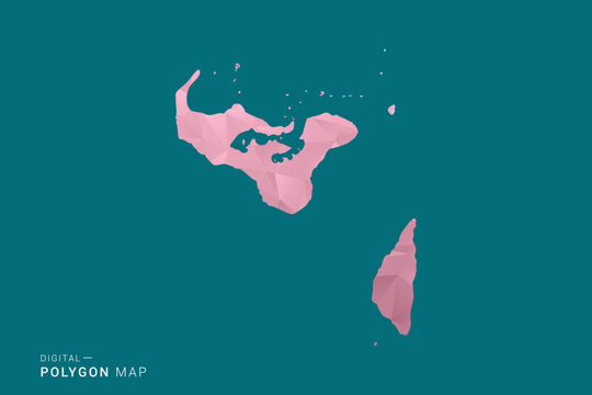 Tonga polygon map vector illustration in low poly geometric style, soft pastel colors with pink and teal green tones, clean silhouette on solid background, ideal for infographic.
