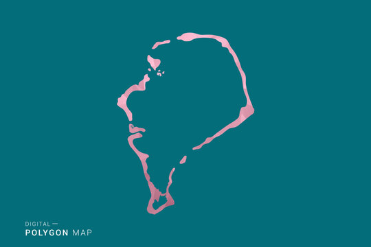 Tuvalu polygon map vector illustration in low poly geometric style, soft pastel colors with pink and teal green tones, clean silhouette on solid background, ideal for infographic.