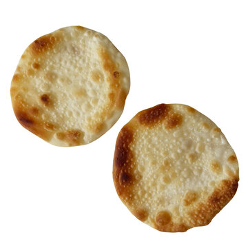 パリパリに焼いた餃子の皮 創作料理素材 ギョーザの皮 おやつ 手作り 白背景 切り抜き 孤立素材 シズル感 (Toasted dumpling skins gyoza skins isolated)