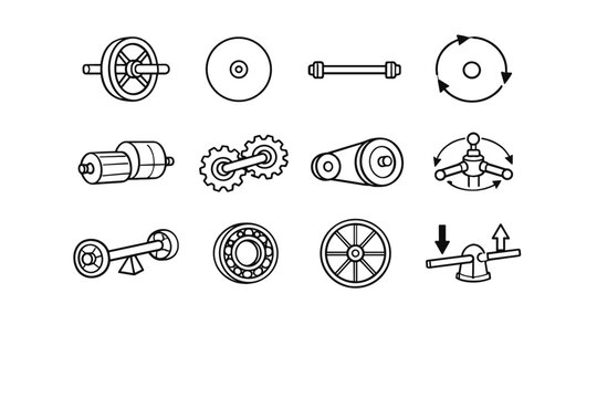 Rotational mechanism circular system icon vector axle simple image amplification generation torque