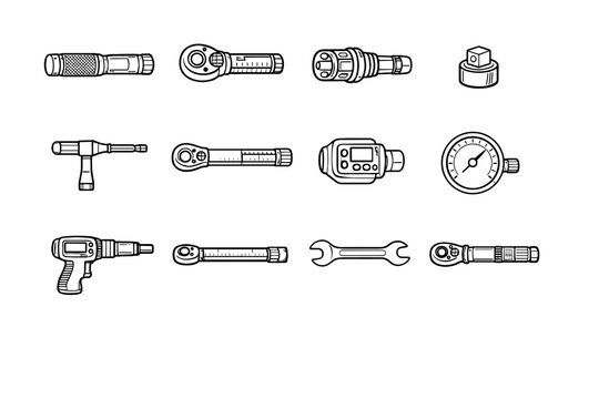 Simple torque icon adjustment vector generation wrench body precision tool form click