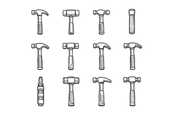 Fototapeta premium Icons striking vector handle icon mechanics tool set shaft face impact