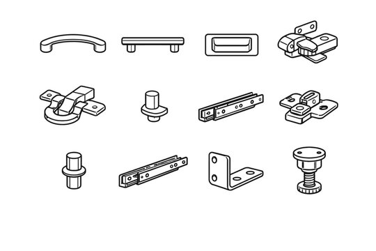 Fitting drawer fixture storage icon icons pull mounting recessed vector hinge home