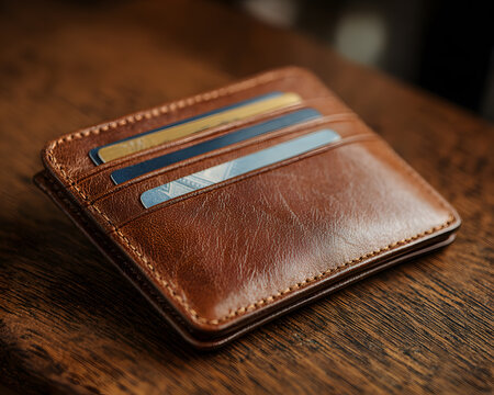 Vintage Style Slim Leather Wallet for Credit Cards and IDs