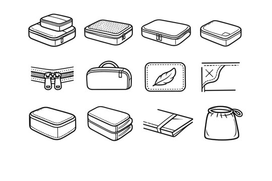 Zipper simple breathable vector generation icon gusset corner compression cube packing top