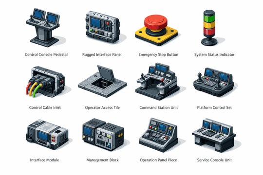 Icon vector image console status simple system interface generation station button access