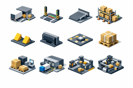 Simple shipping generation image chock outbound icon zone vehicle marker vector dock