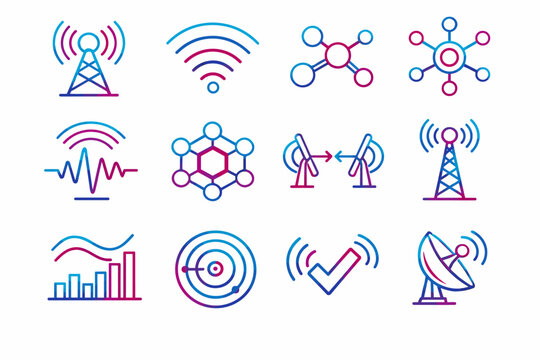 Image simple node icon generation broadcast hub connectivity frequency tower antenna vector