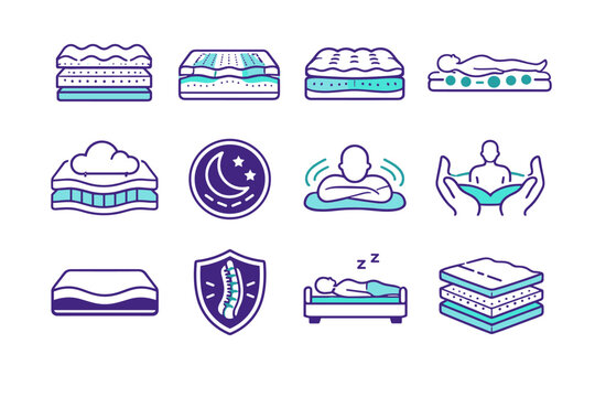 Generation vector support ergonomic icon image simple relief soft badge set sleep