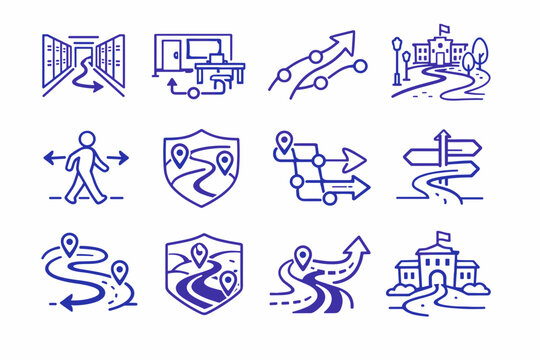 Campus image simple classroom badge learning symbol icon generation movement flow vector