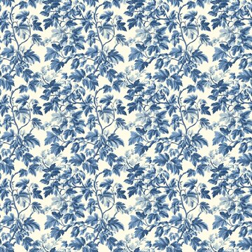 Blue Floral Seamless Pattern, Chinese Porcelain Decorative Background