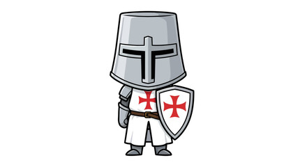 Fototapeta premium Knight Vector Illustration, Cartoon Style Graphic, Medieval Theme, Shield and Cross, for Design