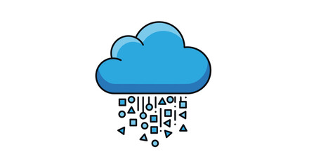 Obraz premium Cloud with falling data points rain.