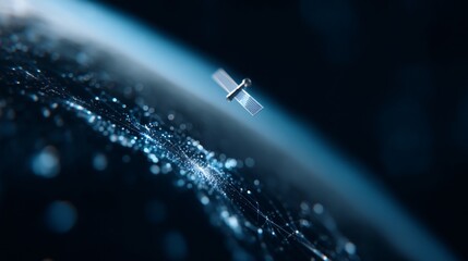 satellite orbiting planet earth, global communication technology, space science background