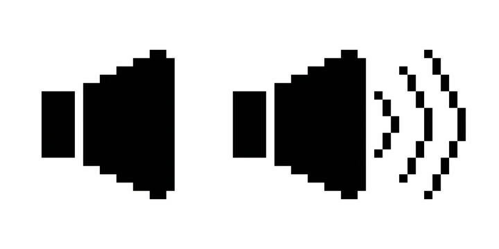 A 16x16 Volume icons solid Pixel Art set (With & Without Bars)