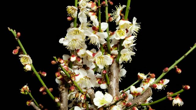 花の開花シーン微速度撮影　梅