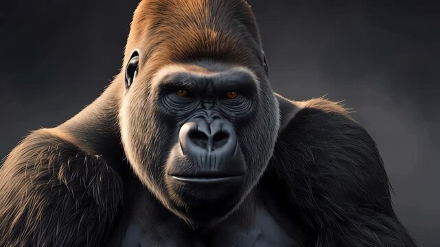 Majestic western lowland gorilla portrait powerful primate ape silverback in dramatic low light