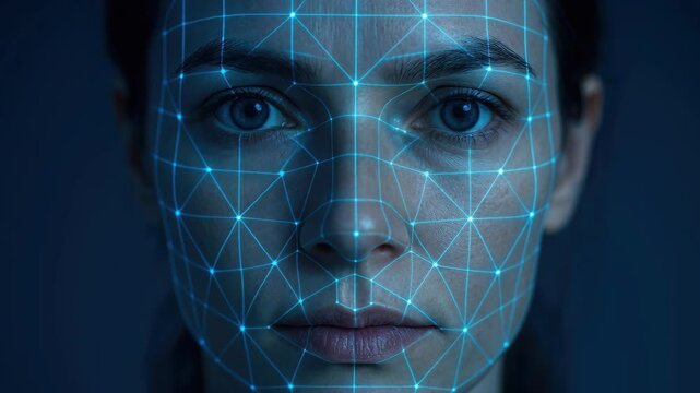 Digital Identity: A close-up view of a face overlaid with a network, showcasing the convergence of technology and identity in the digital age.