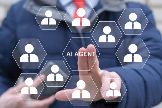 Concept of AI agent. Artificial intelligence agent. LLM education machine technology.