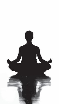 silhueta de pessoa em posicao de lotus meditando isolado em fundo branco conceito de paz interior e equilibrio