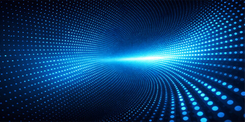 Obraz premium Abstract background featuring a glowing blue digital tunnel made of thousands of bright particles