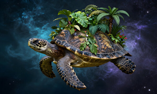 Turtle with Plants