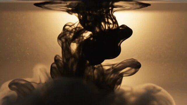 A mesmerizing video of dark liquid swirling in a beautiful, dramatic motion under warm light.