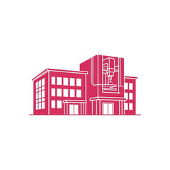 Fototapeta premium Minimalist modern building showcasing advanced biofabrication machinery, symbolizing innovation in scientific research and industrial manufacturing