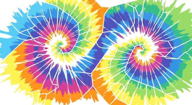 Radiant tie-dye spirals interconnected with mosaic fractals in vivid spectrum