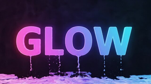 A video showcasing the word FLOW made of ice melting in a colorful and vibrant way