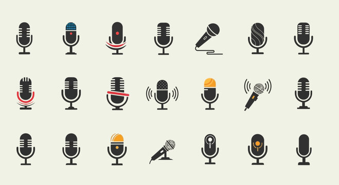 Collection of various microphone icons.