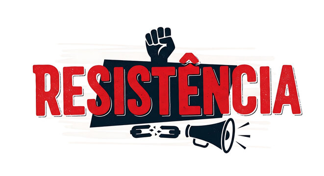 A bold vector graphic illustration of a raised fist and megaphone symbolizing resistance and activism