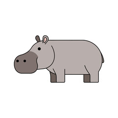 Obraz premium Cute Cartoon Hippopotamus Illustration on White Background.