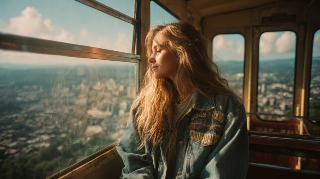 The scene evokes a sense of adventure and escape Key concepts include travel, vacation, escape, journey, discovery, wanderlust, and cityscape.