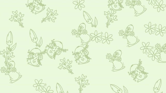 Repeating pattern of rabbits, flowers, and carrots  cute and whimsical design suitable for childrens products and easterthemed projects.